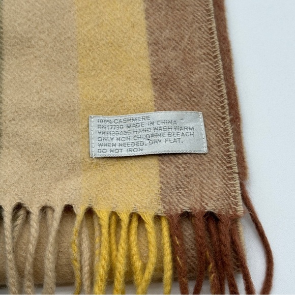 women’s stripe fringes scarf 10”x 54” Italy 100% Cashmere - Picture 2 of 5